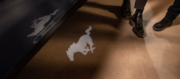 Mustang door projected logo lighting