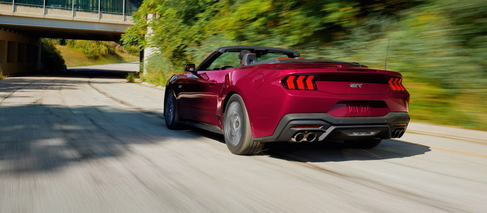 2026 Ford Mustang rear three-quarter view