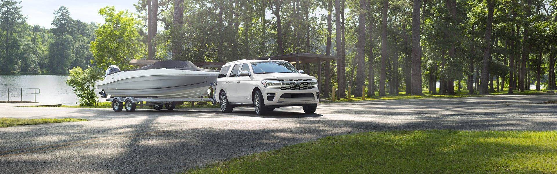 new Ford Expedition pulling a boat