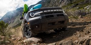 The 2025 Ford Bronco Sport driving up a canyon.