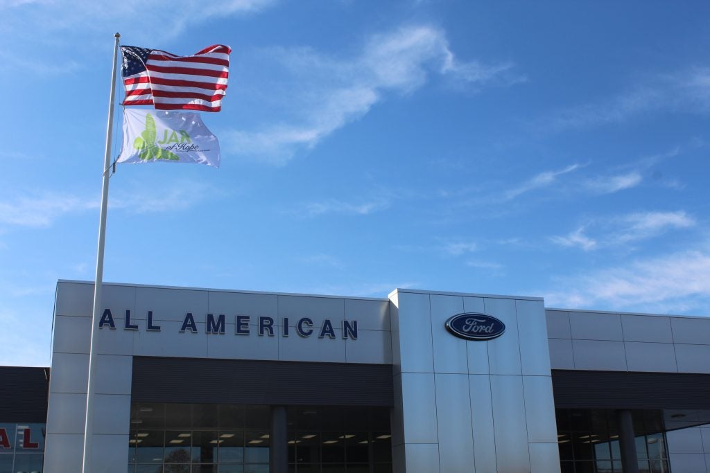 JAR of Hope Flag Proudly Flying at All American Ford in Old Bridge months before the Charity Texas Hold' Em event JAR of Hope Flag Proudly Flying at All American Ford in Old Bridge