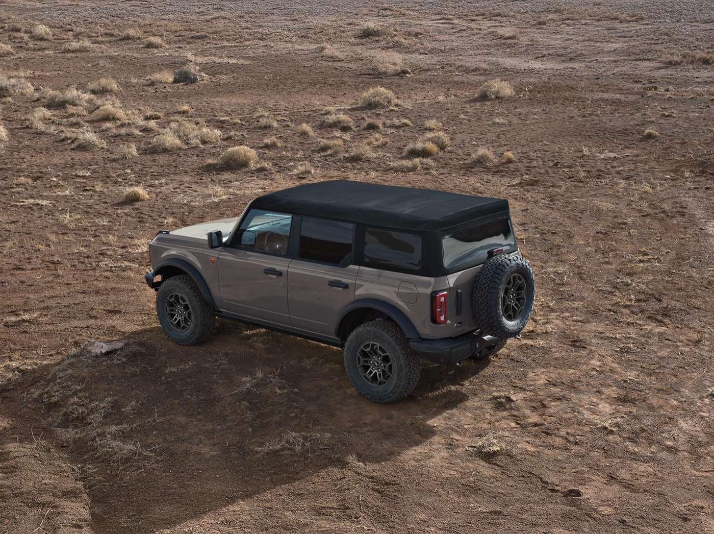 Ford Bronco with the soft top folded back