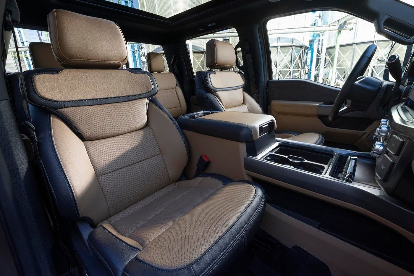 Interior of a Ford Super Duty F-350 Lariat