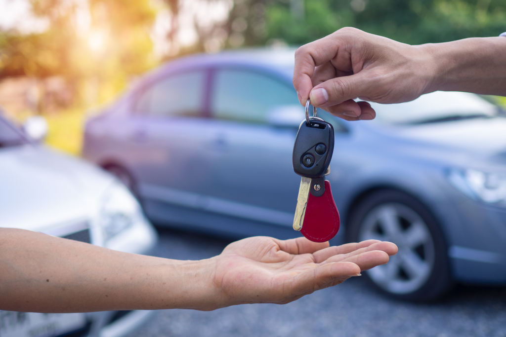 Customer being handed car keys