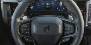 Steering wheel of a 2024 Ford Bronco. 