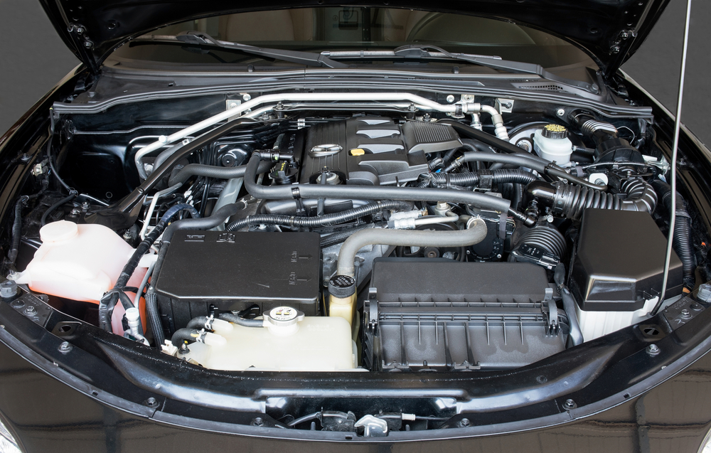 Car Engine with Hood open