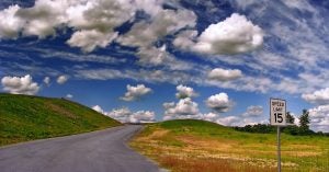 An open road during Springtime in Wichita, KS.