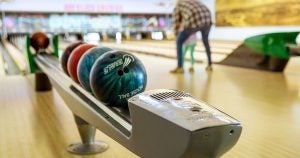 A bowling lane at a local bowling alley in Wichita, KS