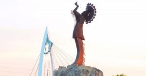 The Keeper of the Plains monument near Wichita, KS