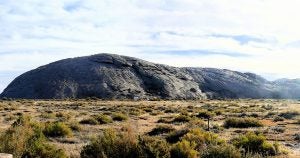 The large and impressive Independence Rock in Wyoming