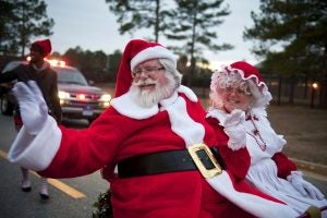 santa and mrs claus in Christmas parade