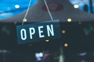 Open Sign on Restaurant Door