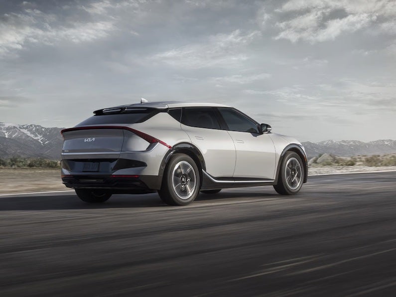 The 2026 Kia EV6 provides up to 320 miles of driving range, fast 800-volt charging, and a 10-year, 100,000-mile EV warranty.