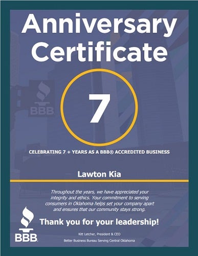 7 Year BBB Anniversary Certificate