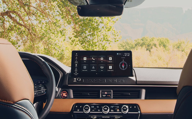 The 2026 Honda Passport is a two-row midsize SUV with a 3.5-liter V6 engine producing 285 horsepower and standard AWD system.
