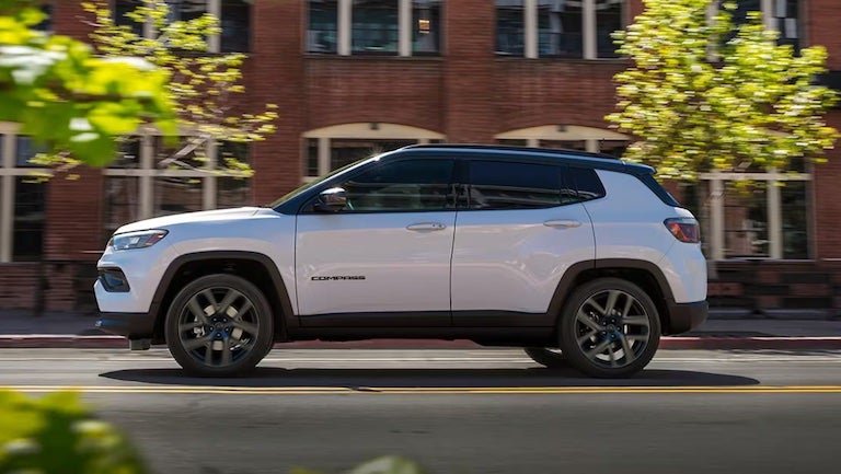 The 2026 Jeep Compass is a five-seat compact SUV with a 200-horsepower turbo engine and standard 4-wheel drive capability.