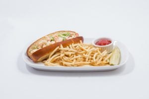 lobster roll served at a restaurant in boston, ma