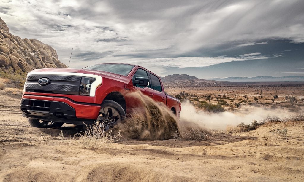 Ford F-150 Lighting driving in desert