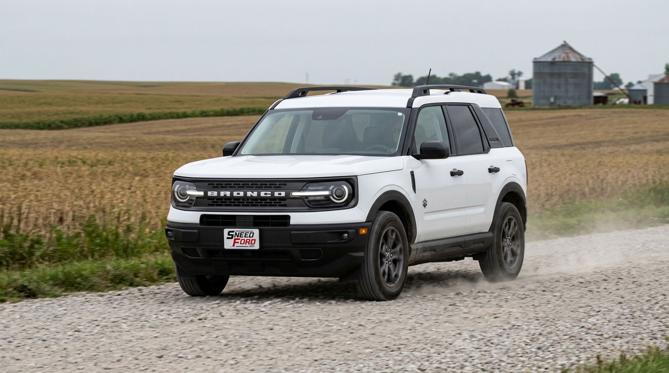 2026 Ford Bronco Sport on a gravel county road in Northwest Missouri near Dennis Sneed Ford in Gower