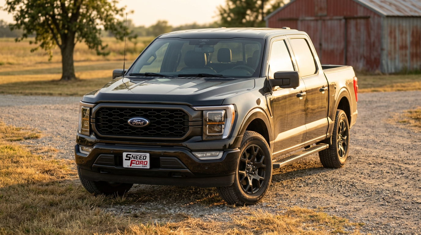 Used Ford F-150 SuperCrew Lariat parked at a rural Missouri property near Gower, MO — Dennis Sneed Ford