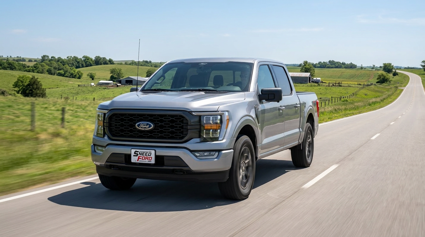 2026 Ford F-150 parked at golden hour on a rural Missouri road near Gower, MO — Dennis Sneed Ford