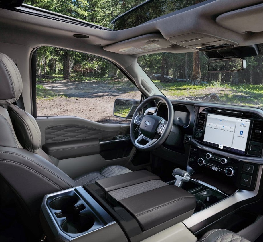Ford F-150 interior with SYNC 4 touchscreen and premium cabin features