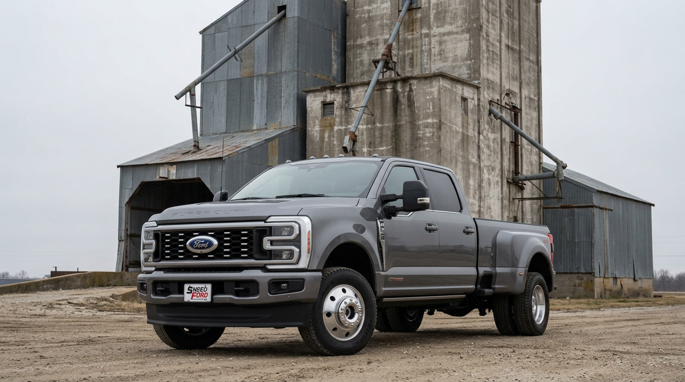 2026 Ford Super Duty F-350 Tremor parked at a rural Missouri grain elevator