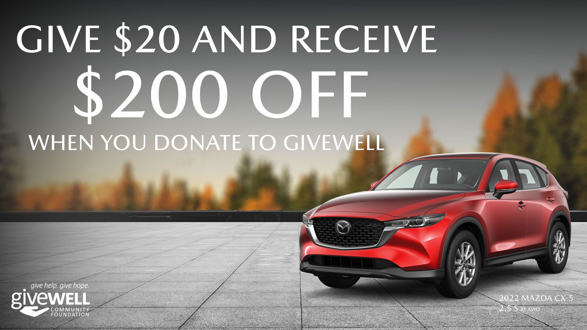 $200 off with donation of $20 or more to GiveWell Community Foundation