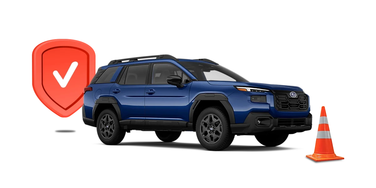 Vehicle protection shield icon next to a Subaru Outback Wilderness