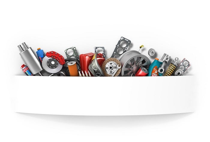 Border of auto parts isolated on white. Auto service.