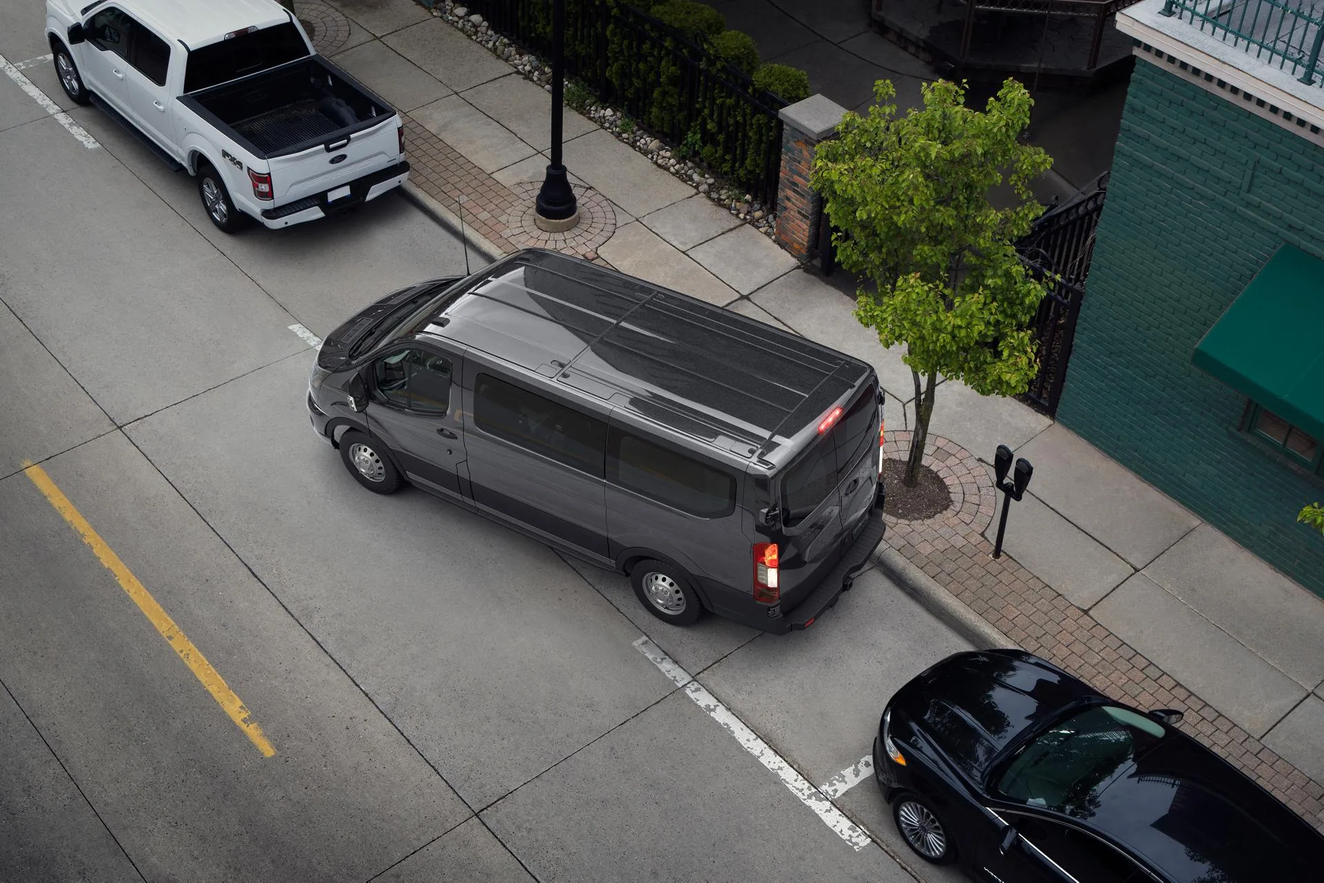 Ford Transit van parked on an Orange County street