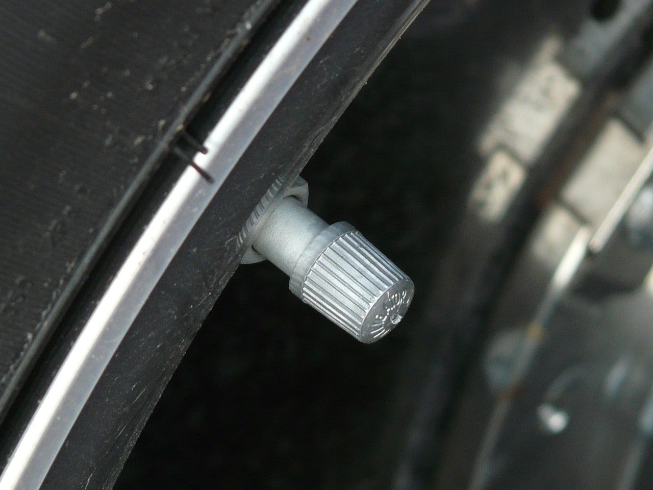 A close up of a tire