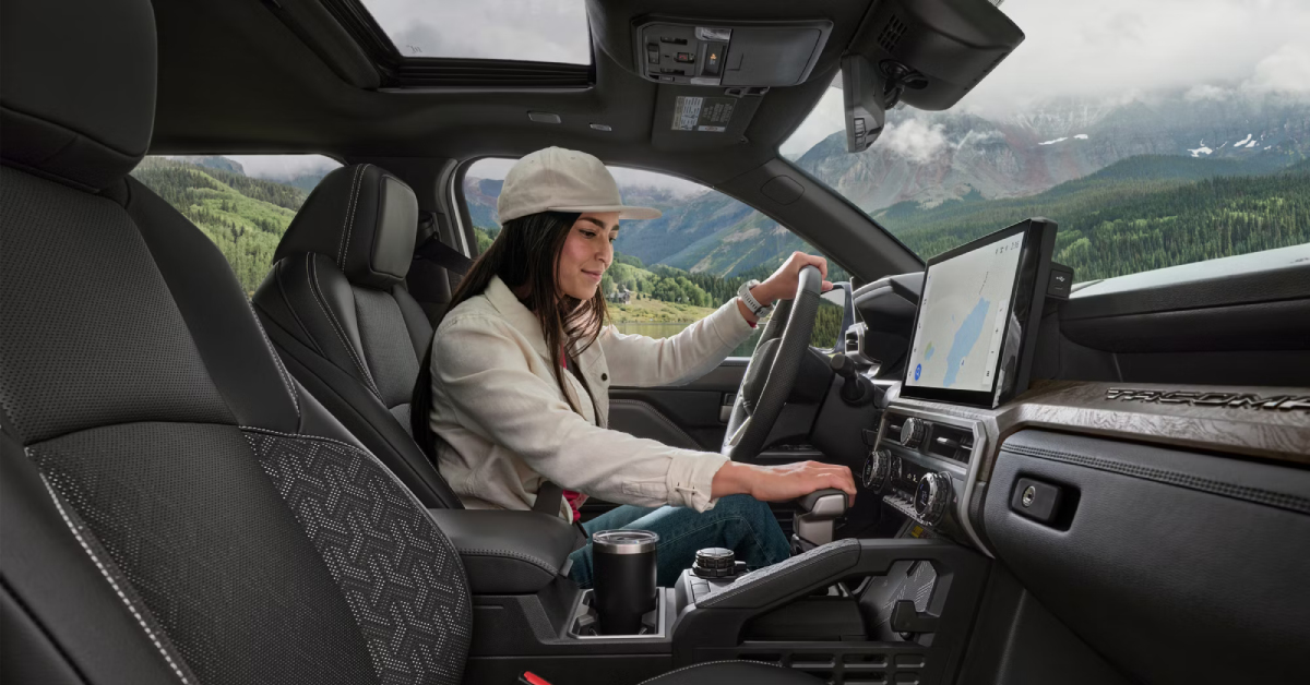 Women is driving the Toyota Tacoma
