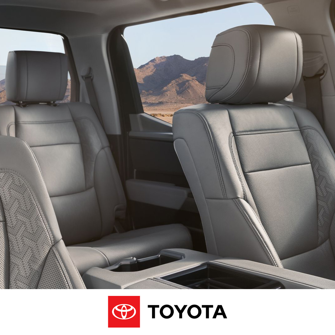 Gray car interior with seating for four and a desert landscape visible through the windows and panoramic sunroof.