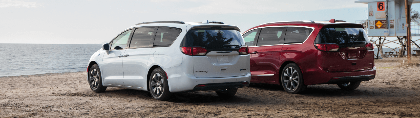 Chrysler Pacifica and Pacifica Hybrid White Red Beach