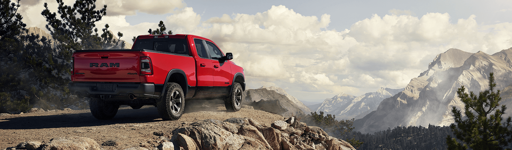 2020 Ram 1500 Rebel Flame Red Distant Mountain