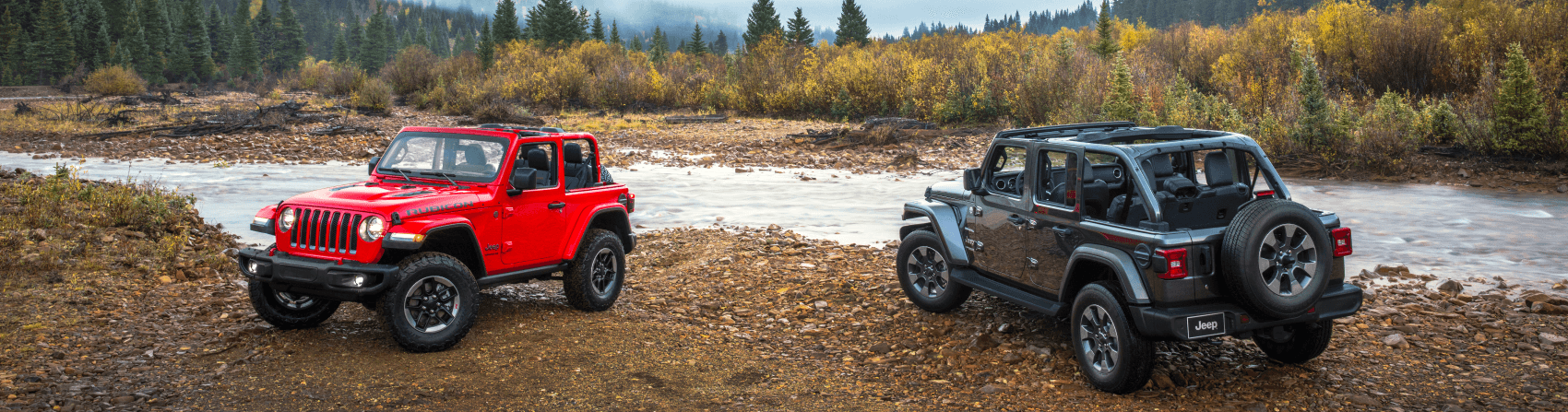 Jeep Wrangler Gray and Red Creek
