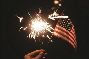 American Flag and Sparkler 