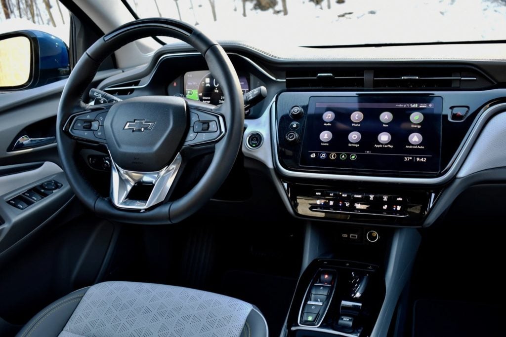 2022 Chevrolet Bolt EV view of dashboard from passenger seat.