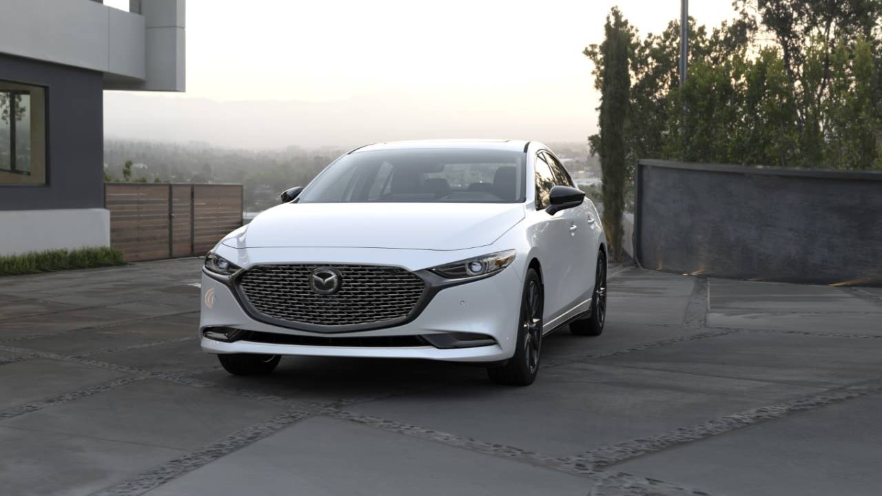 A parked new Mazda model