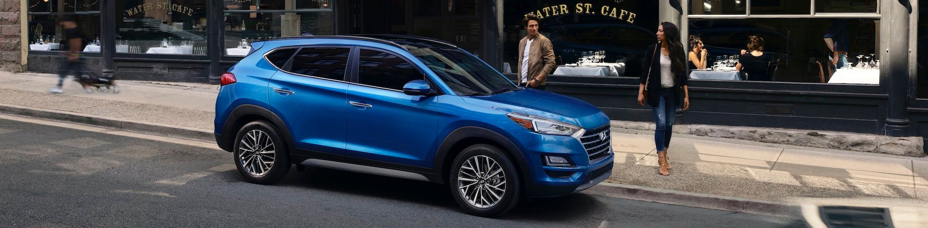 2021 Hyundai Tucson Blue Parked on the Street