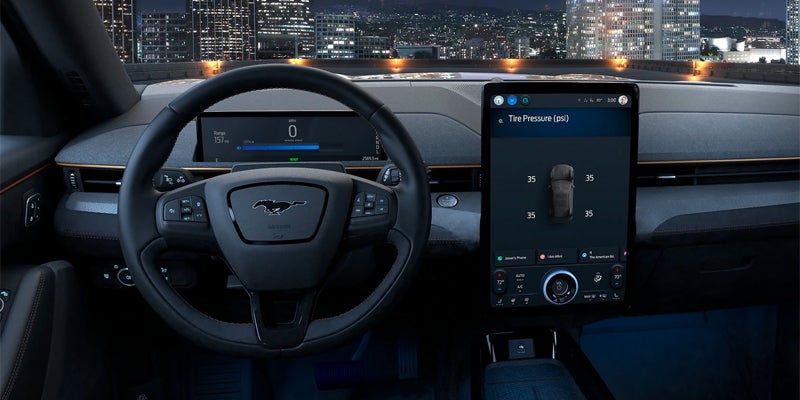 Digital car dashboard with large touchscreen display