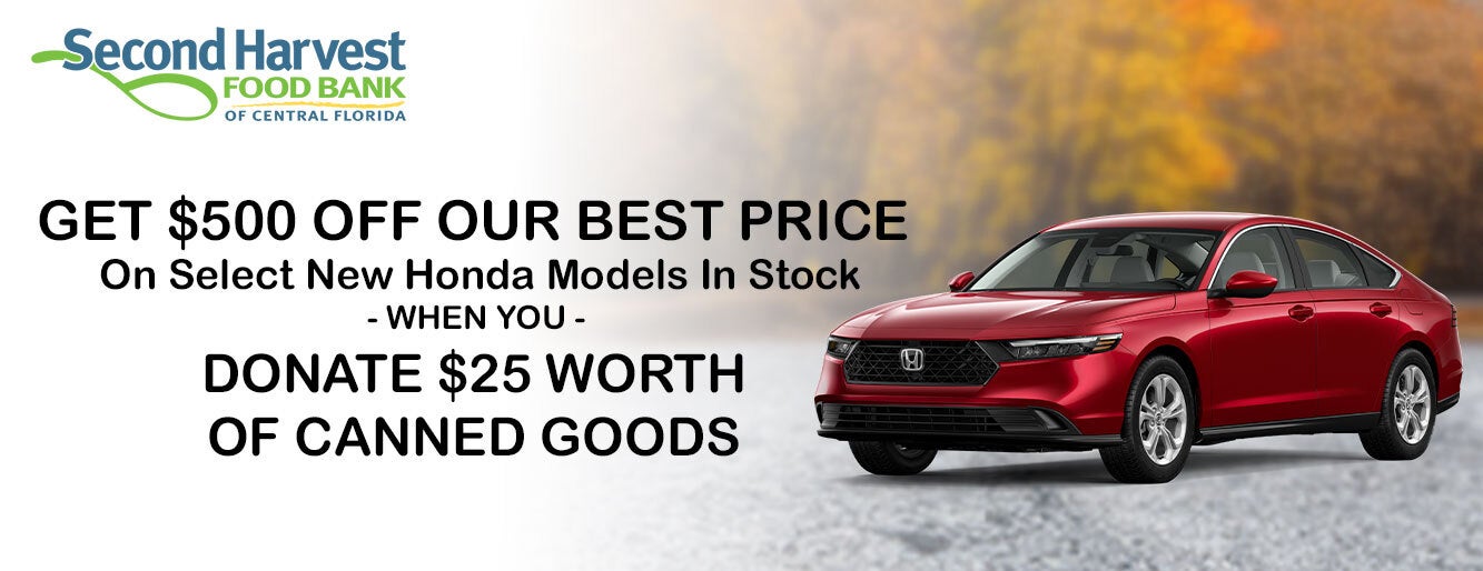 Up to $500 off our best price on select new Honda vehicles