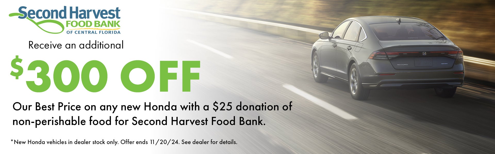 Up to $300 off our best price on select new Honda vehicles