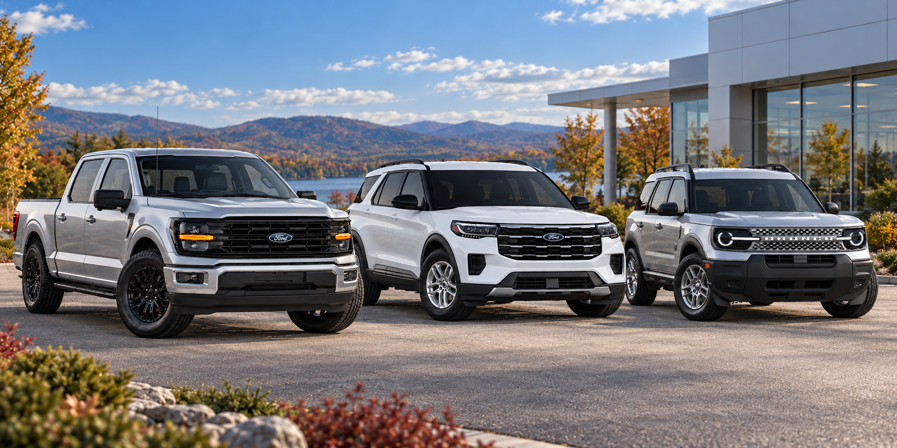Ford F-150, Explorer and Bronco Sport demo vehicle illustration