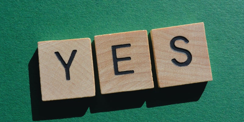 Blocks that spell out YES
