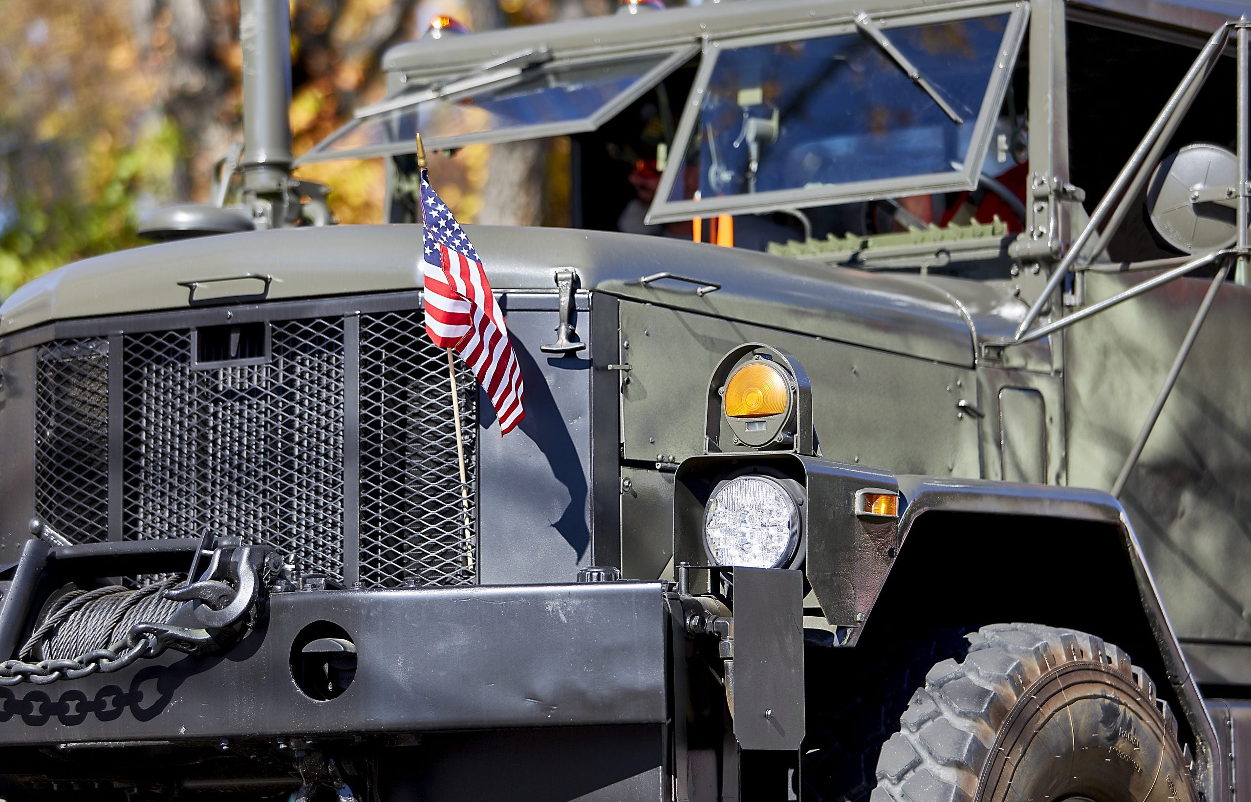 Vintage military truck at Veterans Day Parade