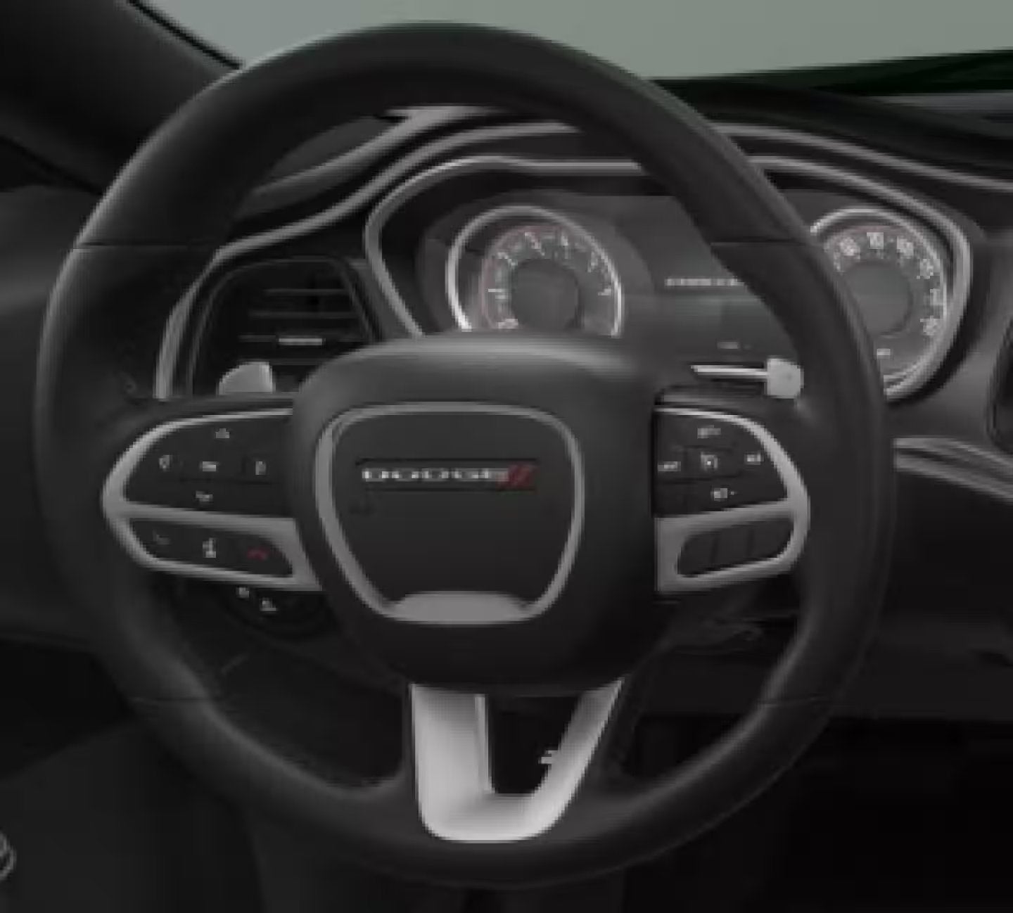 2023 Dodge Challenger leather-wrapped steering wheel with vehicle controls