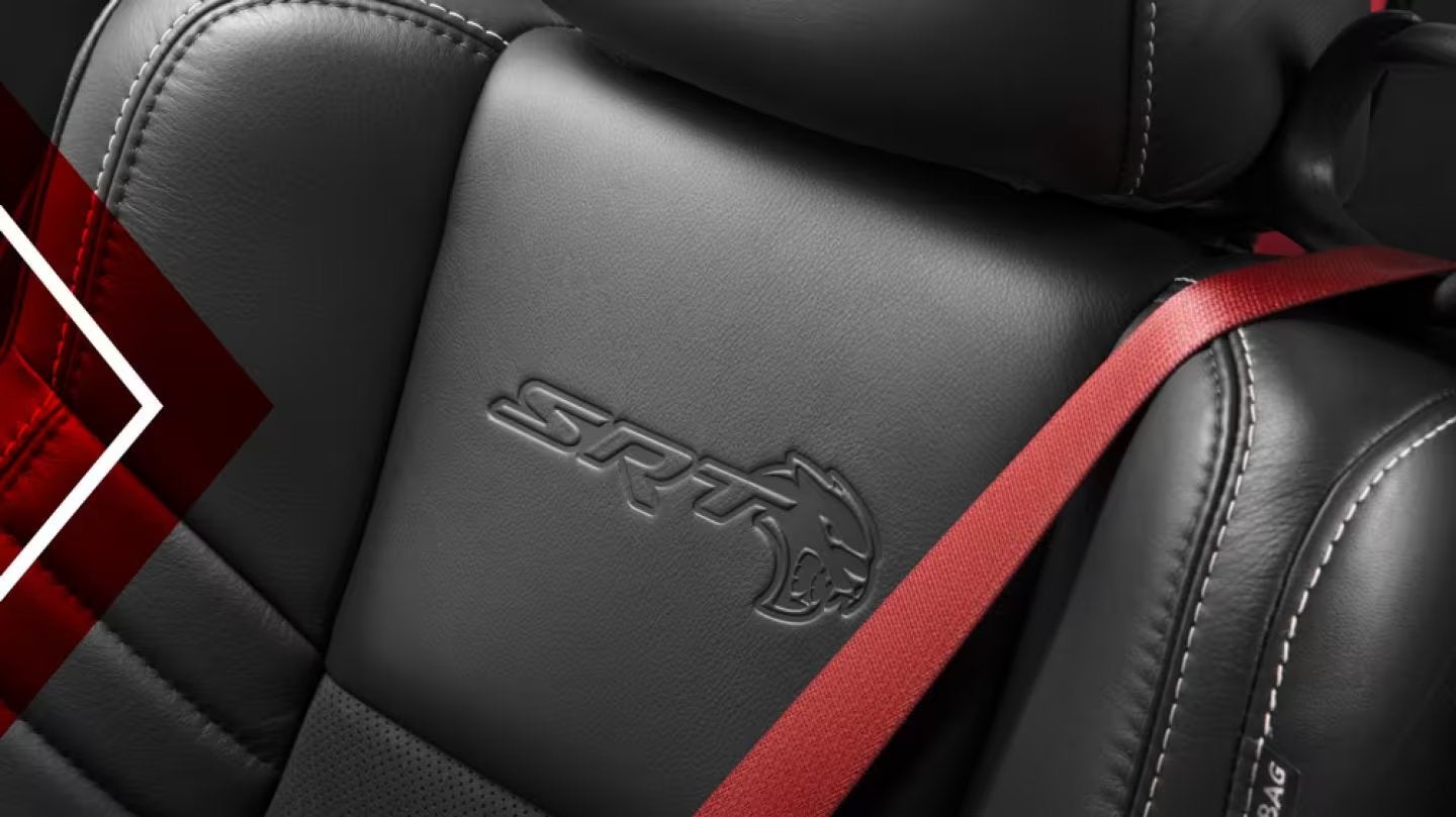 2023 Dodge Challenger red SRT seat belts