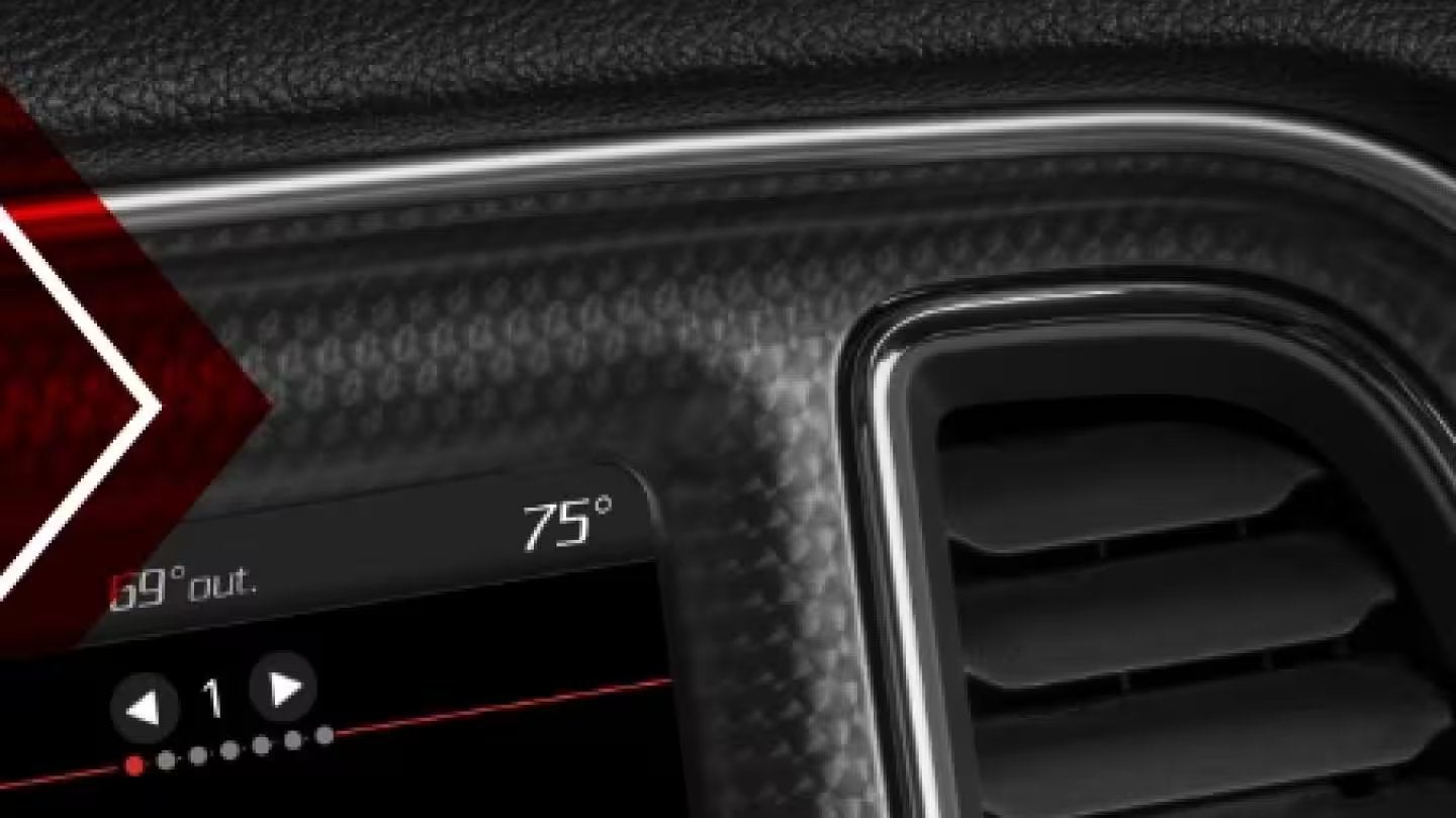 2023 Dodge Challenger suede headliner and carbon fiber interior accents